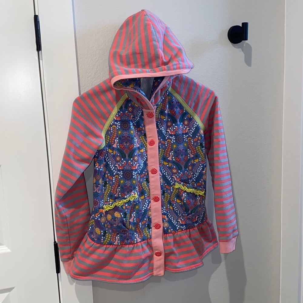 EUC Matilda Jane Size 12 Ruffle Hoodie Hoody Hooded Coat Jacket Ruffle MJC